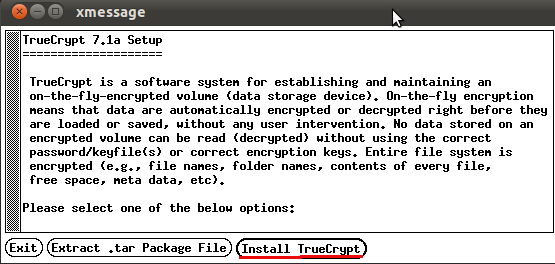 Инсталляция пакета Truecrypt