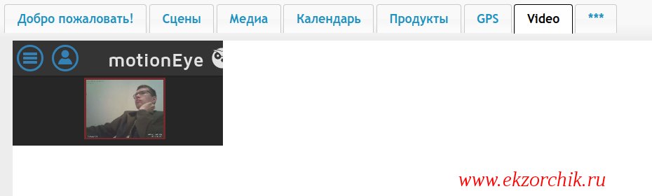 Добавленный html-элемент MotionEye в MajorDoMo