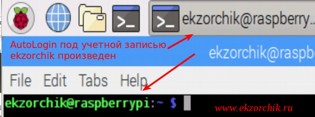 AutoLogon под созданной учетной запись в Raspbian произведен