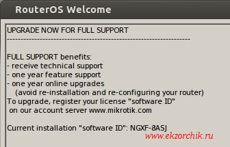 Образ Mikrotik успешно активирован сгенерированной лицензией с официального сайта Mikrotik.com