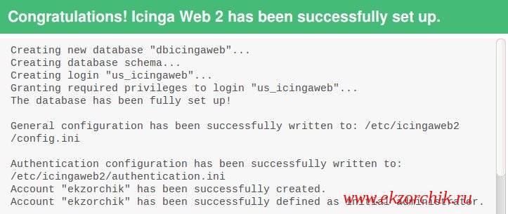 Установка Icinga2 Web успешно завершена на Ubuntu Trusty Server