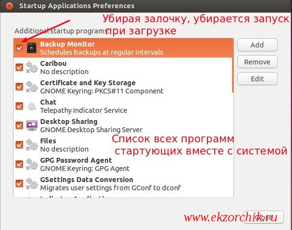 Полный вывод всех запускаемых программ при загрузке Ubuntu Trusty Desktop Gnome Classic