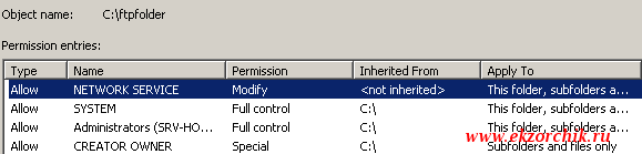 Так должны выглядеть права на FTP каталог