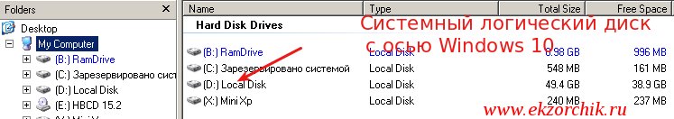 Выявлеяю какой системный логический диск с осью Windows 10