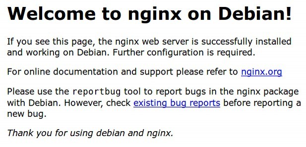 Дефолная страница nginx установленная на Raspbian