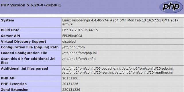 Проверка работы связки nginx+php на Raspbian