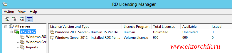 Терминальный сервер на базе Server 2012 R2 Std успешно активирован, лицензии на пользователя