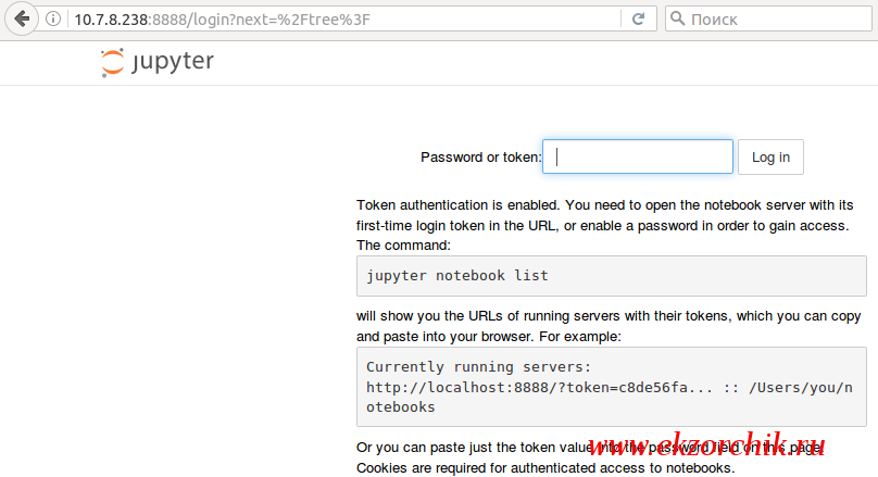 Авторизация в Web-оснастке Jupyter Notebook через Toten (Токен)