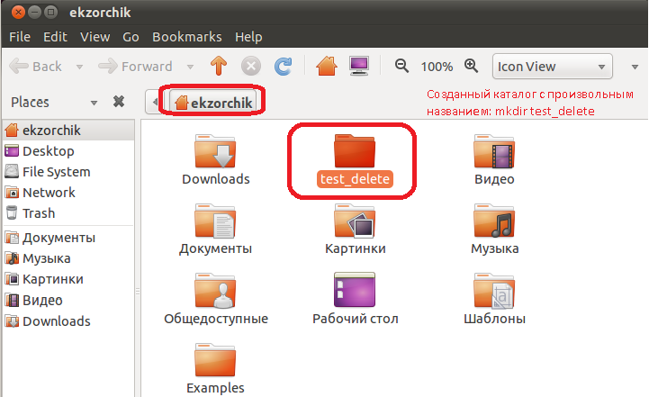 Созданная папка test_delete.