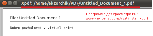 Просмотр получившегося файла через программу xpdf.