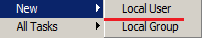 Через меню «Action» выбираем «New» -> «Local User». 