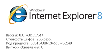Текущая версия Internet Explorer 8.