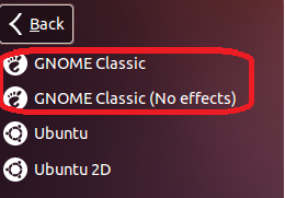 В ниспадающем списке выбираем: Gnome Classic (No effects)