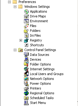 Политика, применяющаяся к учётной записи на компьютере: User Configuration – Preferences 
