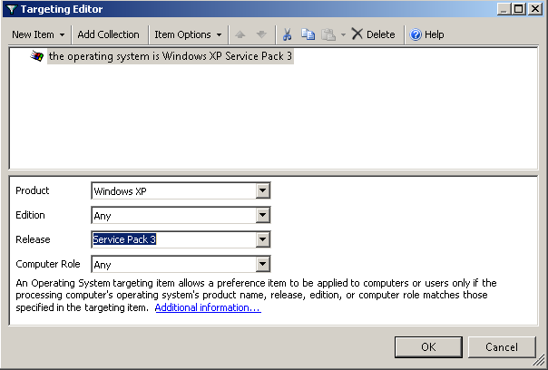 Привязываем применение ключей реестра применительно к рабочим станциям под управлением Windows XP SP3.