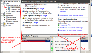 RemoteApp приложение можно распространять, как через rdp &.msi файлы