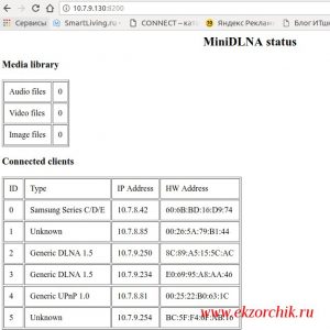 Информационный Web-интерфейс сервиса MiniDLNA
