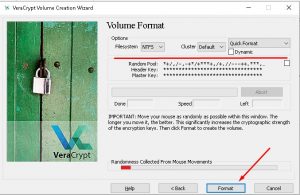 Том: NTFS, Cluster: Default, Quick Format