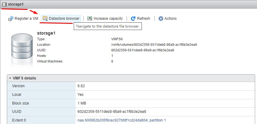 Открываем Datastore Browser