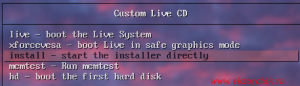 Выбираем меню Install для загрузки с образа/бекапа подготовленной системы