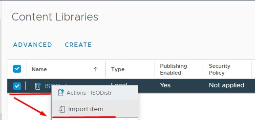 Запускаю процесс импорта для созданной библиотеки ISODistr