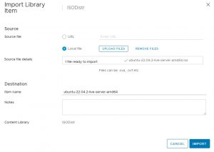Инициирую импорт образа: ubuntu-22.04-2-live-server-amd64.iso