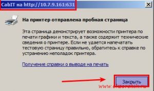 Принтер подключен. Отправляю тестовую страницу на печать. Страница распечаталась.