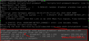 Система получила/присвоила IP адрес и ожидает ввода парольной фразы