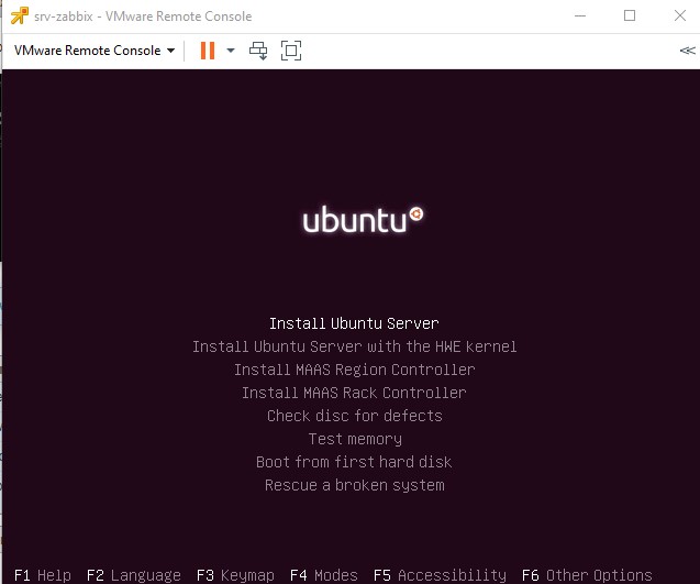 Запускаю созданную VM, выбираю Install Ubuntu Server 