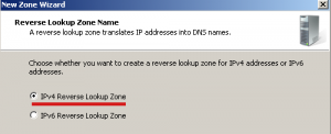 Оставляем переключатель в положении IPv4 Reverse Lookup Zone (Зона обратного просмотра IPv4).