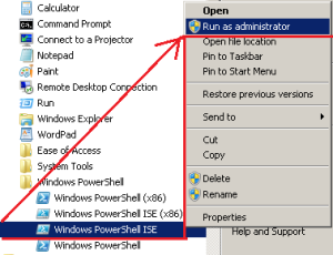 Запускаем командную строку PowerShell с правами администратора