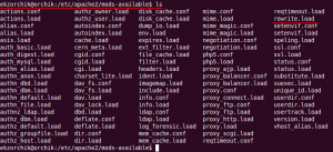 Листинг установленных модулей Apache 2 в системе.